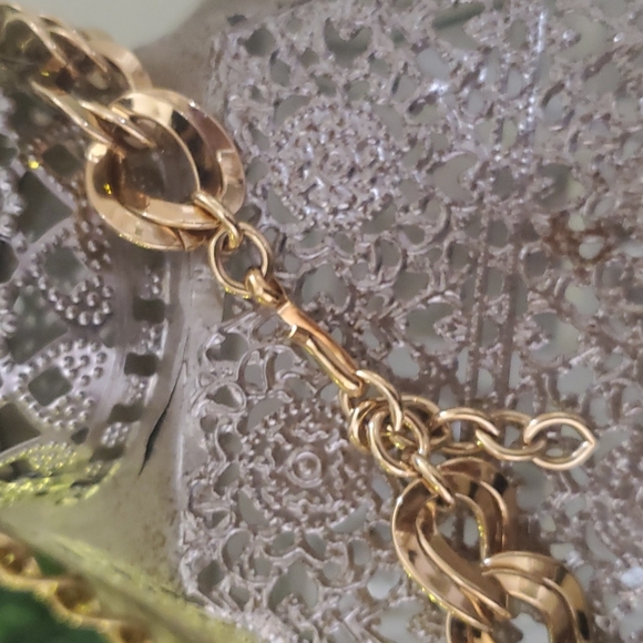 MONET Necklace Double Curb Link Gold Tone Chunky - Picture 3 of 4